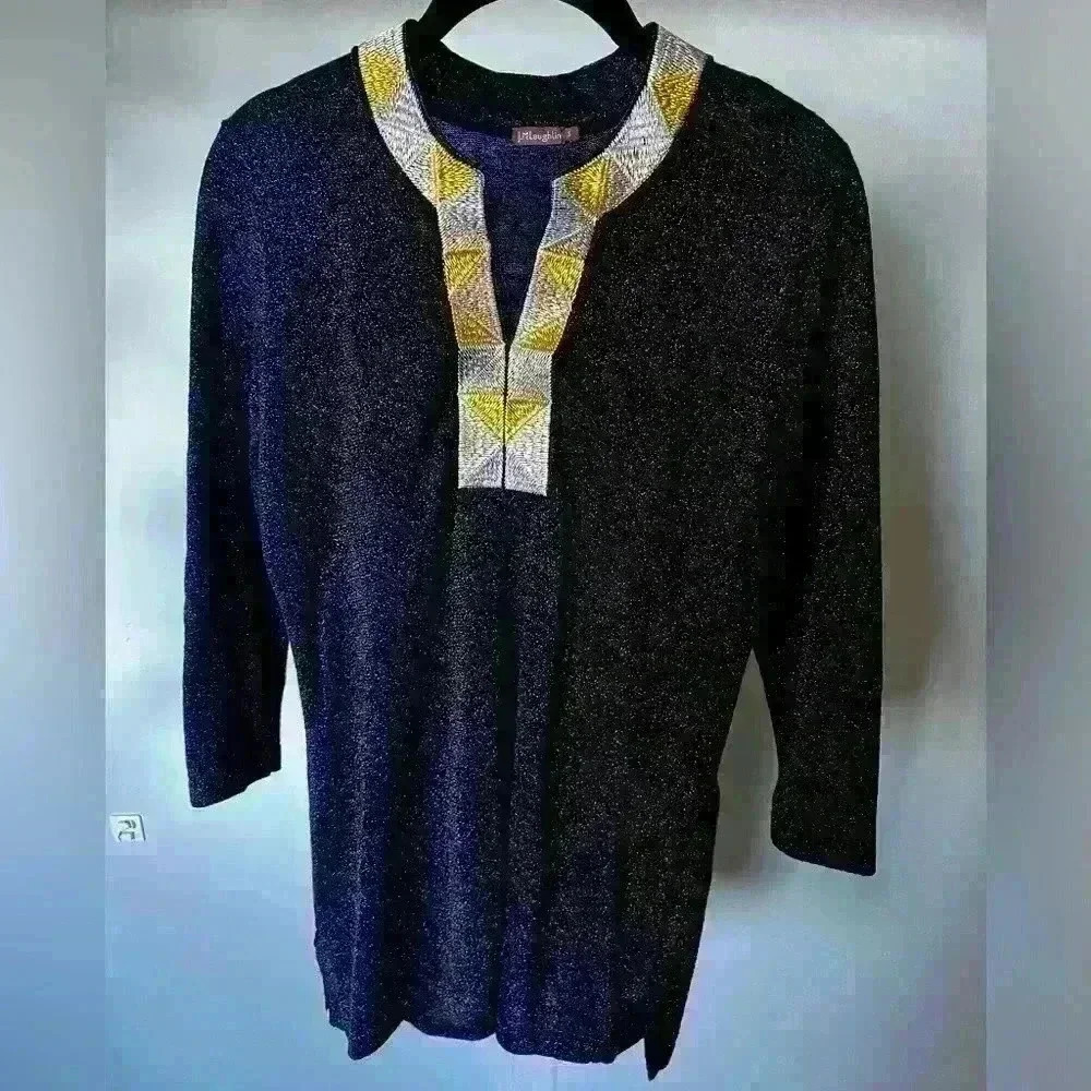 J. McLaughlin Metallic Shimmer Tunic Top